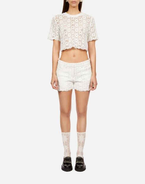 Short en guipure blanc