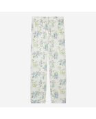 Pantalon droit fleuri bleu clair et blanc