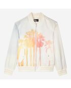 Blouson satiné avec palmiers rose clair
