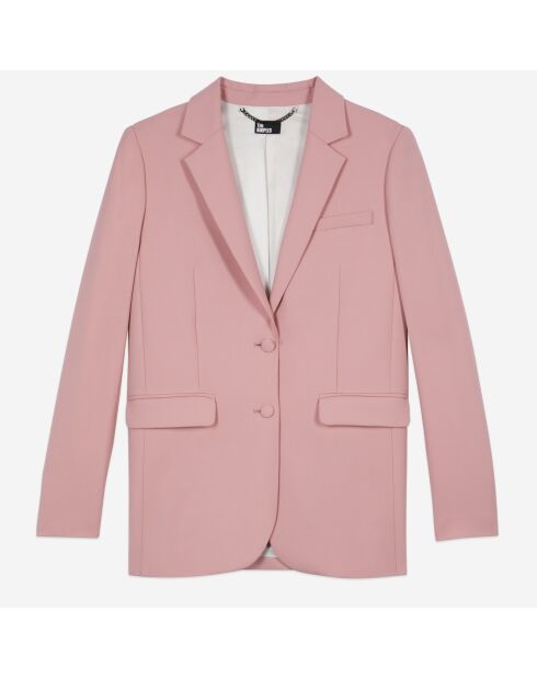 Veste tailleur en laine mélangée rose