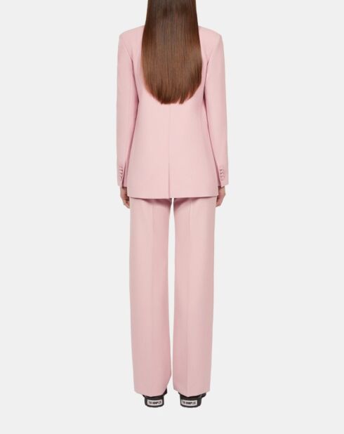 Veste tailleur en laine mélangée rose