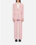 Veste tailleur en laine mélangée rose