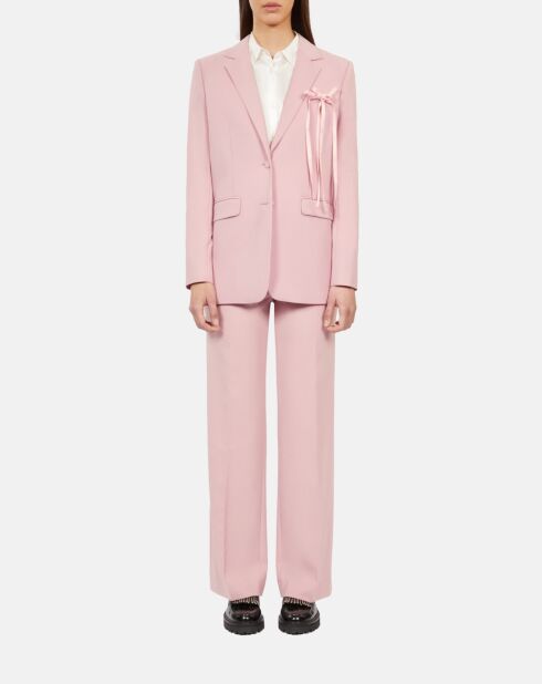 Veste tailleur en laine mélangée rose