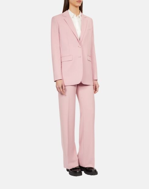 Veste tailleur en laine mélangée rose