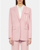 Veste tailleur en laine mélangée rose