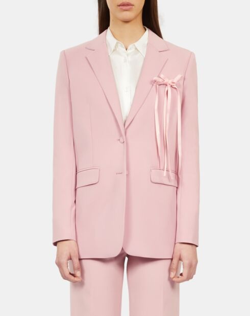 Veste tailleur en laine mélangée rose
