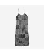 Robe nuisette longue imprimée noire et blanche