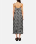 Robe nuisette longue imprimée noire et blanche