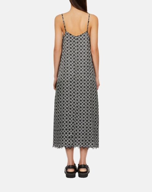 Robe nuisette longue imprimée noire et blanche