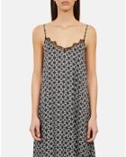 Robe nuisette longue imprimée noire et blanche