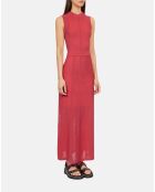 Robe longue en maille ajourée rose rétro