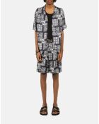 Chemise manches courtes imprimée bleu marine et blanche