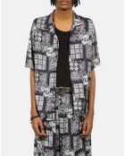 Chemise manches courtes imprimée bleu marine et blanche