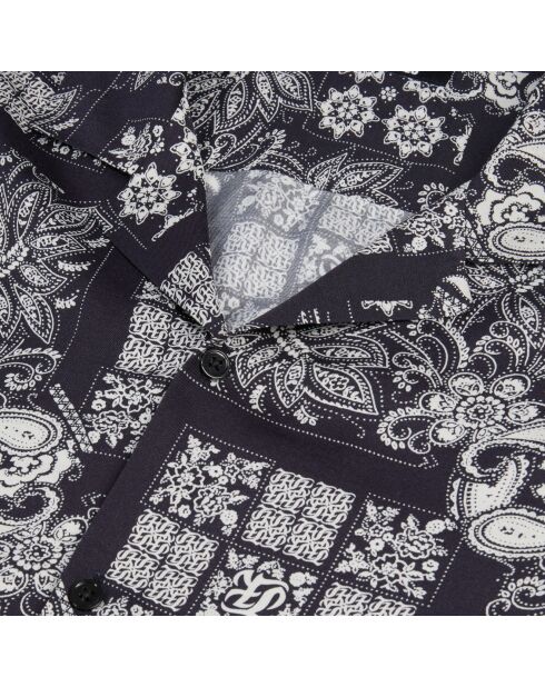 Chemise manches courtes imprimée bleu marine et blanche