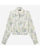 Chemise fleurie bleu clair et blanche avec zip