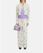 Chemise fleurie bleu clair et blanche avec zip