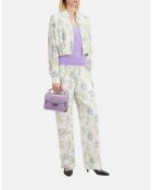 Chemise fleurie bleu clair et blanche avec zip