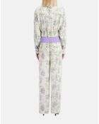 Chemise fleurie bleu clair et blanche avec zip