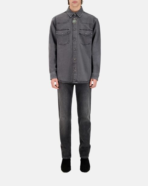 Chemise en denim grise foncé