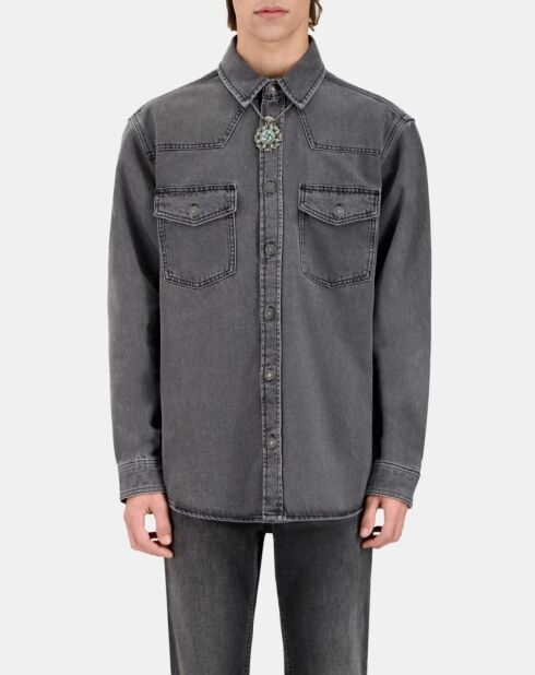 Chemise en denim grise foncé