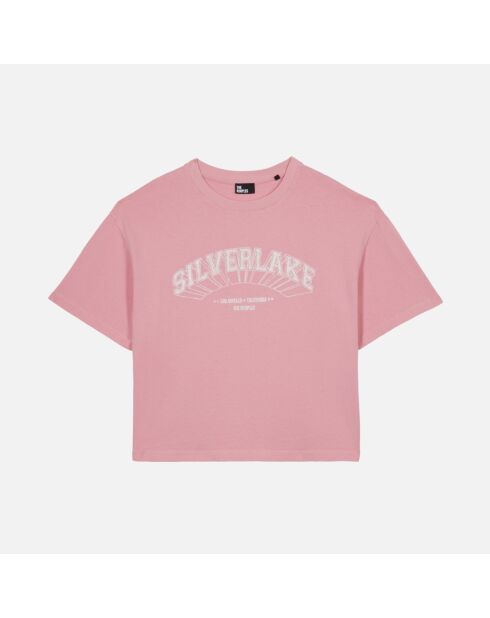 T-shirt clair avec sérigraphie rose doux