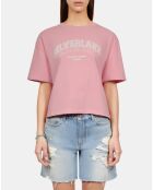 T-shirt clair avec sérigraphie rose doux