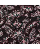 Robe longue plissée imprimée noire et rose