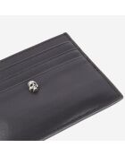 Porte-cartes en cuir avec tête de mort noir