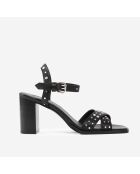 Sandales à talons en cuir noires