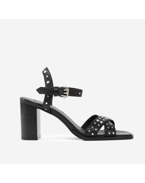 Sandales à talons en cuir noires