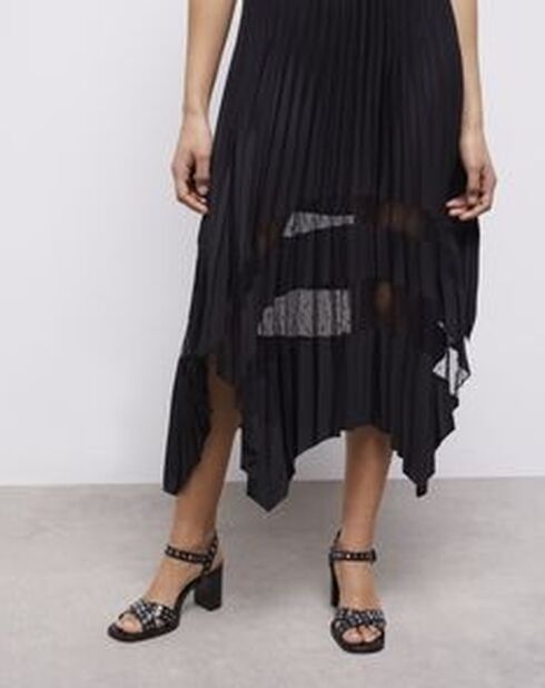 Sandales à talons en cuir noires