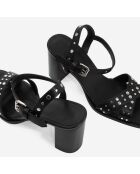 Sandales à talons en cuir noires