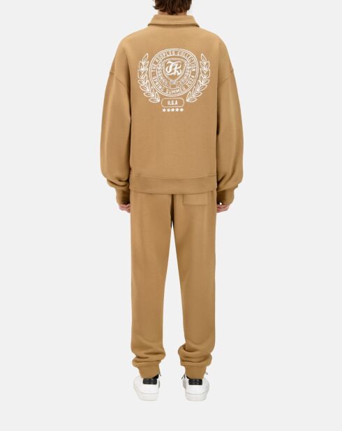 Sweatshirt avec sérigraphie brun clair