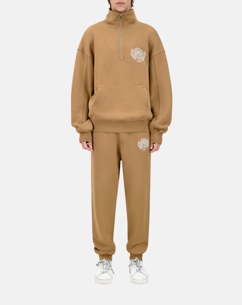 Sweatshirt avec sérigraphie brun clair