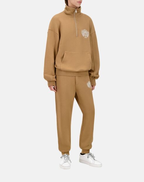 Sweatshirt avec sérigraphie brun clair