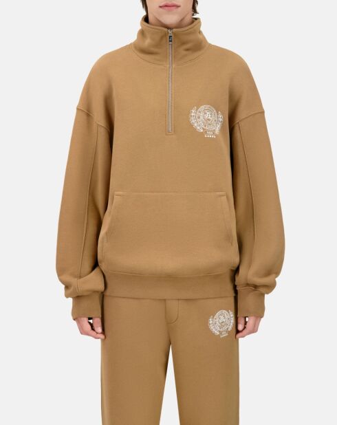 Sweatshirt avec sérigraphie brun clair