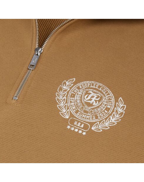 Sweatshirt avec sérigraphie brun clair