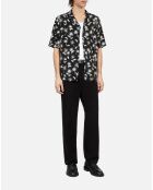 Chemise manches courtes avec palmiers noire et blanche