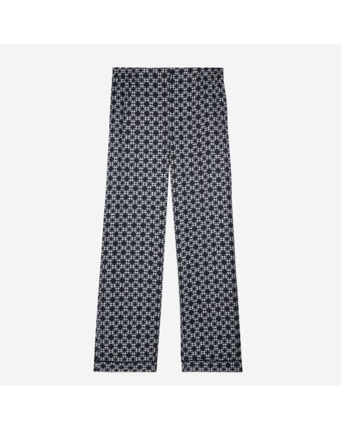 Pantalon droit imprimé noir et blanc