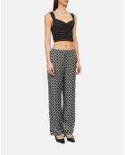 Pantalon droit imprimé noir et blanc