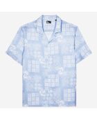 Chemise à manches courtes imprimée blanche et bleu ciel