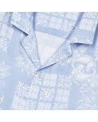 Chemise à manches courtes imprimée blanche et bleu ciel