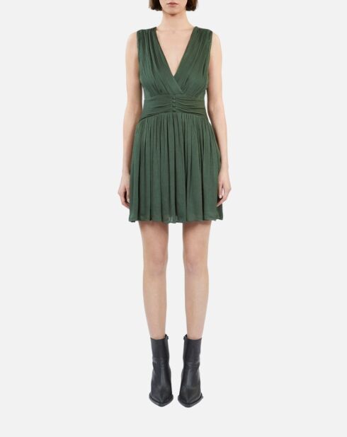 Robe courte tissu crinkle Kaki