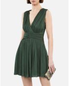 Robe courte tissu crinkle Kaki