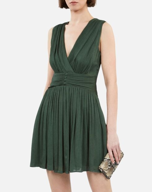 Robe courte tissu crinkle Kaki