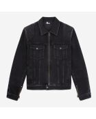 Blouson biker noir délavé en denim