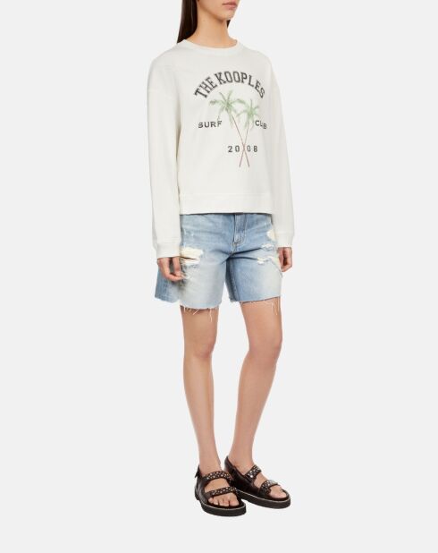 Sweatshirt avec sérigraphie écru