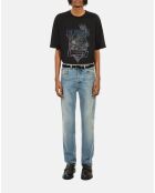 T-shirt avec sérigraphie noir délavé