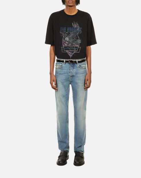 T-shirt avec sérigraphie noir délavé