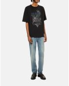 T-shirt avec sérigraphie noir délavé